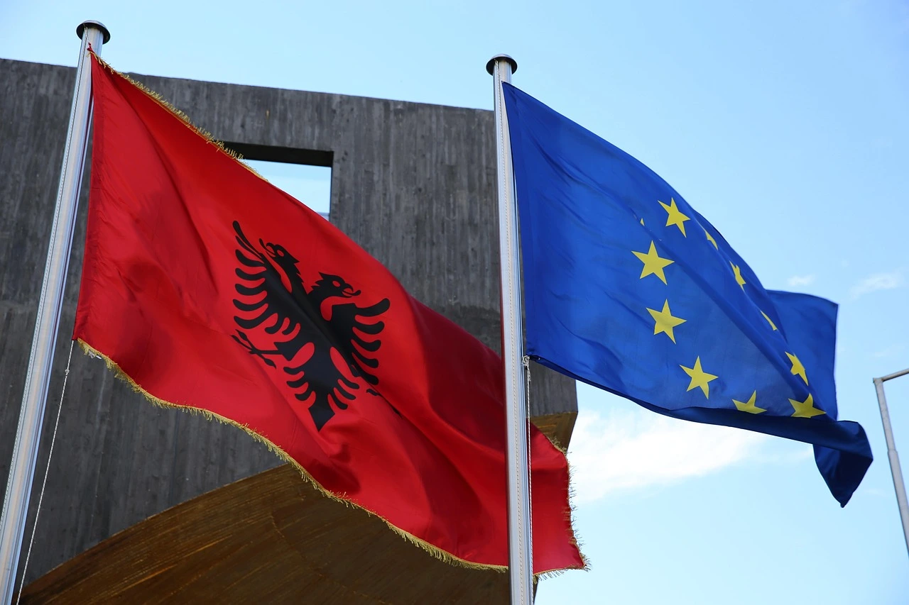 Albania and EU Flag